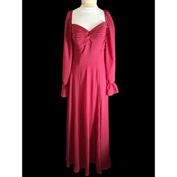 JJ's HOUSE Burgundy Chiffon Bridesmaid Dress Sz M Converitble Formal Wedding - Picture 1 of 15